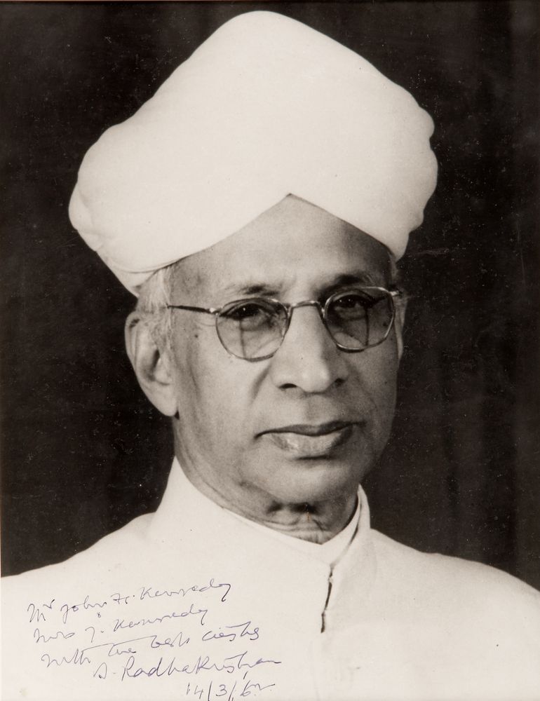 Photograph of Sarvepalli Radhakrishnan presented to First Lady Jacqueline Kennedy in 1962