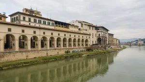 Houses along Arno River near Ponte Vecchio Florence