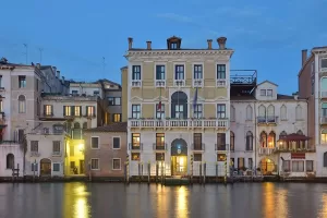 Palazzo Civran Venice. Facade on Grand Canal at night