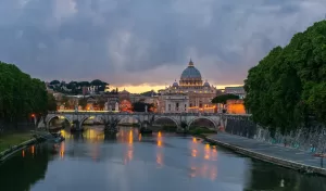 Sant'Angelo Bridge At Dusk Rome