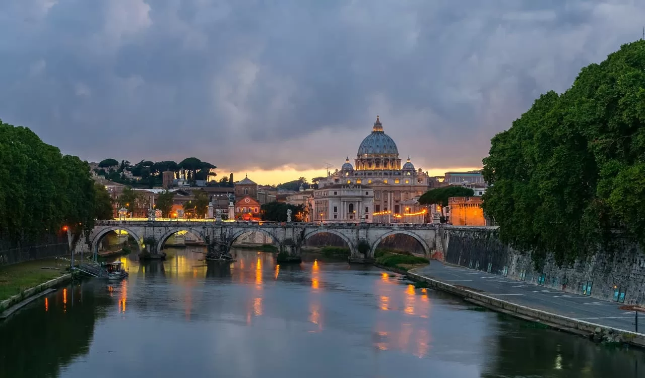 Sant'Angelo Bridge At Dusk Rome