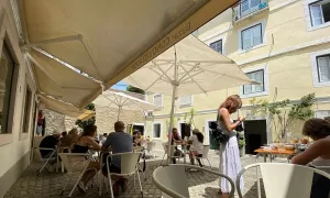 Sidewalk Restaurant In Lisbon Portugal