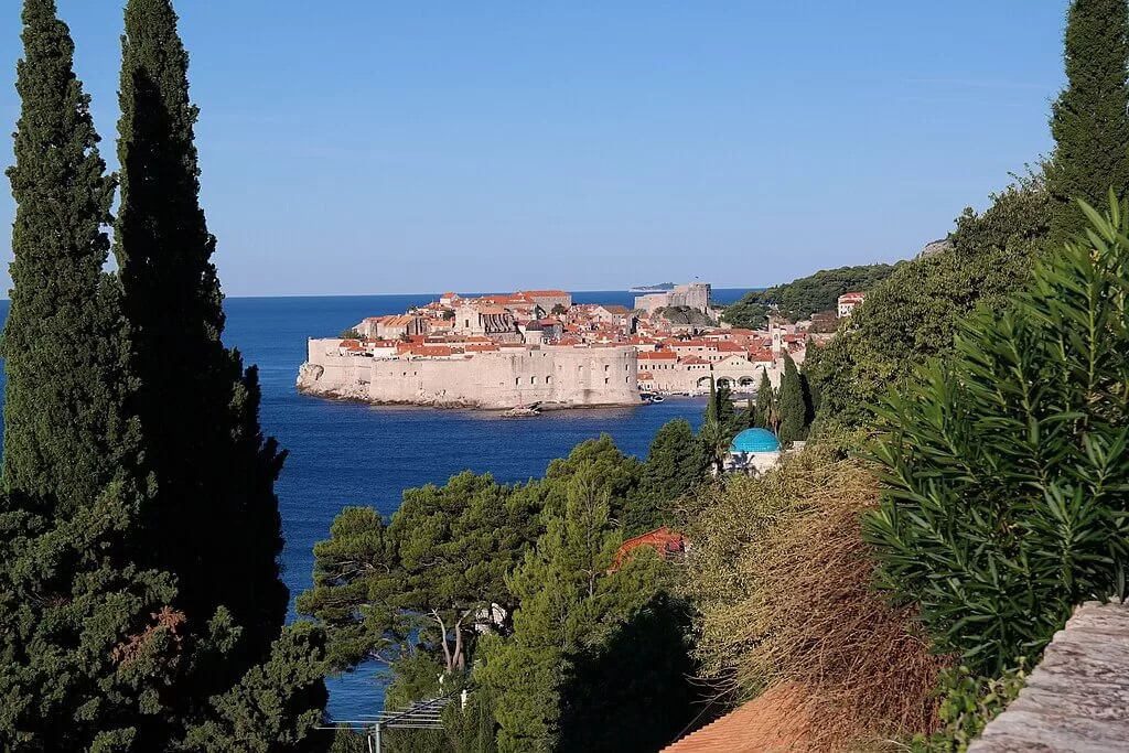 The old city of Dubrovnik as seen from the south