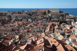 The red roofs of Dubrovnik as seen from the city walls.